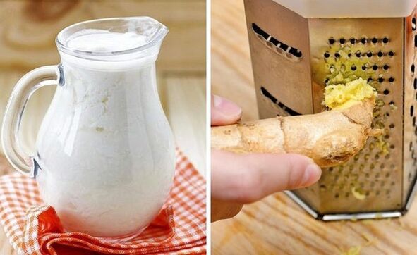 Make a cocktail from kefir and grated ginger